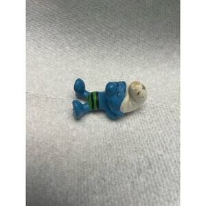 Schleich Smurf PVC Figure Peyo 1980 Vintage sunbather green swimsuit toy